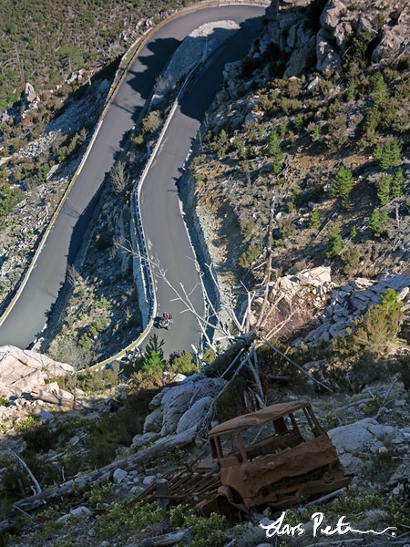 Hairpin bends downhill from Col de Sorba